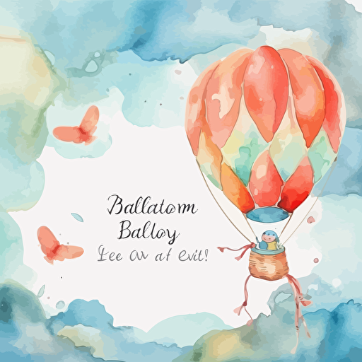 baby shower invitation, watercolor, vector