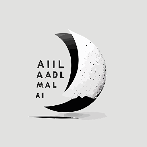 half moon AI logo, clean, minimalist, abstract mark logo business, vector logo, white background