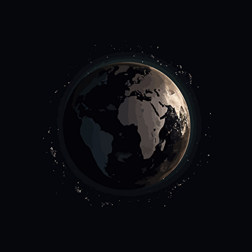 earth on black space background, dark colors,2d vector