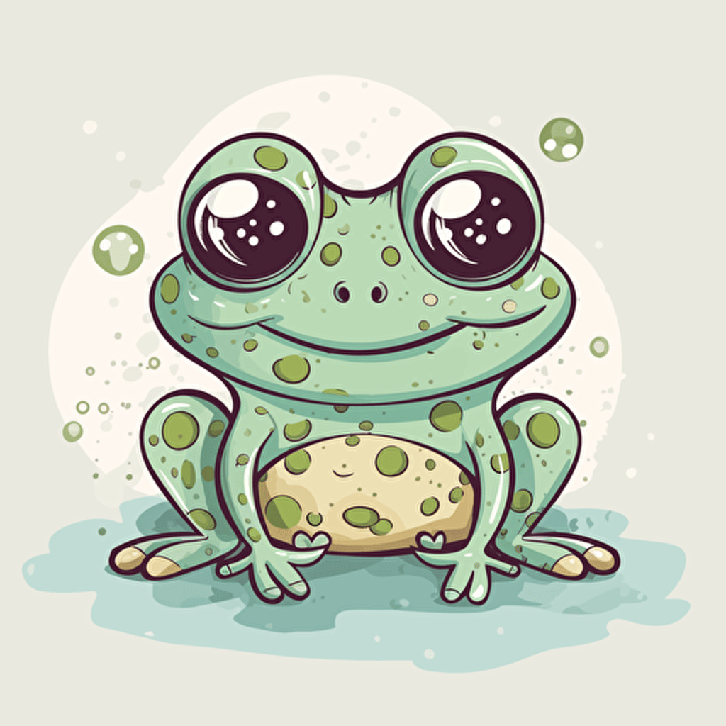 cute illustration of colorful cute happy frog, vector, contour, white and easy to separate background