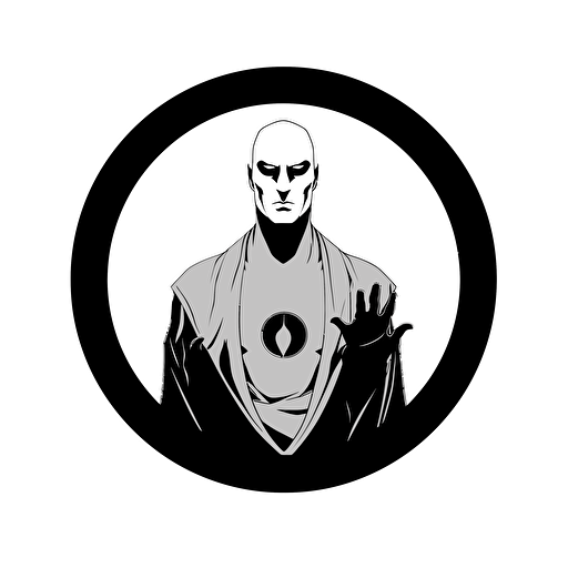 Watchmen Doctor Manhattan illustration, minimal, outline strokes only, black and white, logo, vector, minimallistic, white background