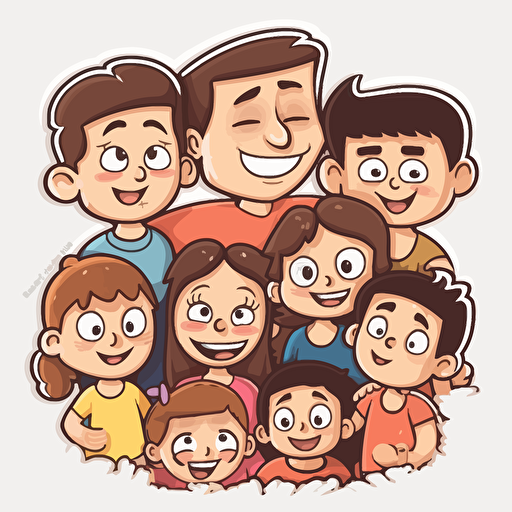 happy family cartoon style vector art sticker borders with no background