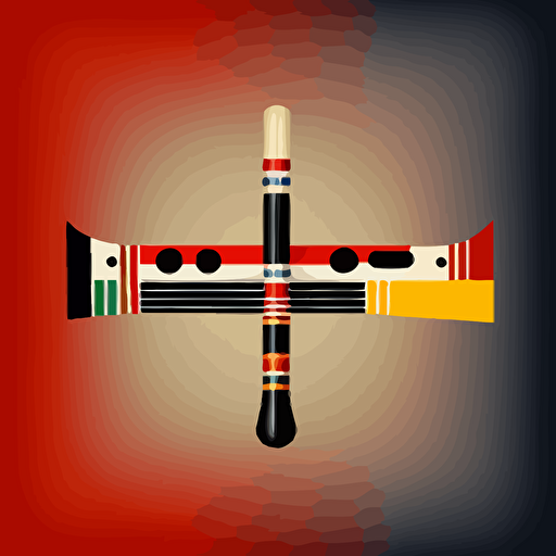 hmong flute instrument, vector, simple, with colors containing black, red, and white
