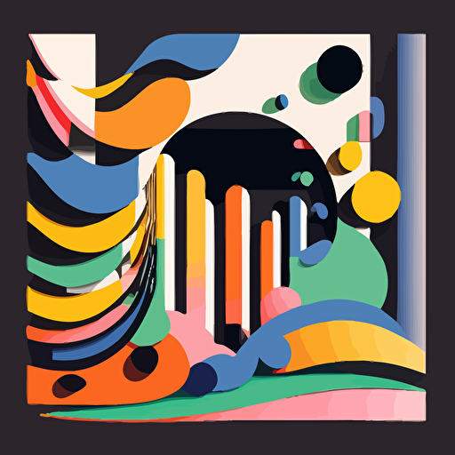 imagining abstract music by milton glaser, flat vector art, flat colors