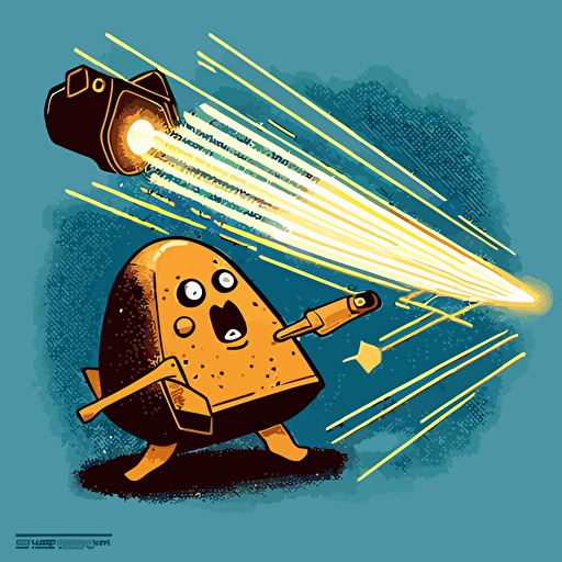 vector art of a potato launcher shooting a laser beam