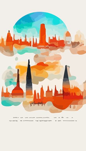 Abstract landscape. Printable boho poster for decor. Artwork with terracotta colors. Vector illustration, Wall Poster, abstract watercolor illustration of LondonCity, landmarks
