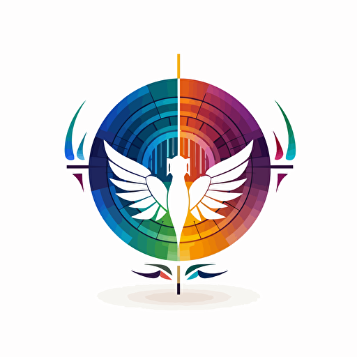 simple vector logo of spiritual development, geometric shapes, vivid colours, white background