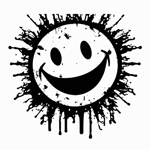 smiley face with dazed eyes logo vector black white