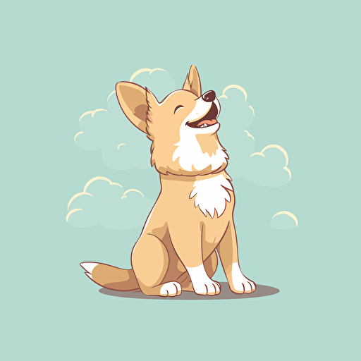 cute dog sitting up with paws in the air, side view, 2d, vector illustration