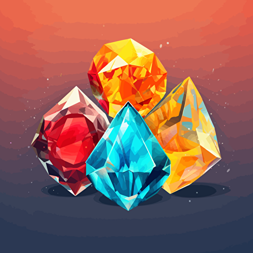 a vector image of 3 stylized gemstones overlapping