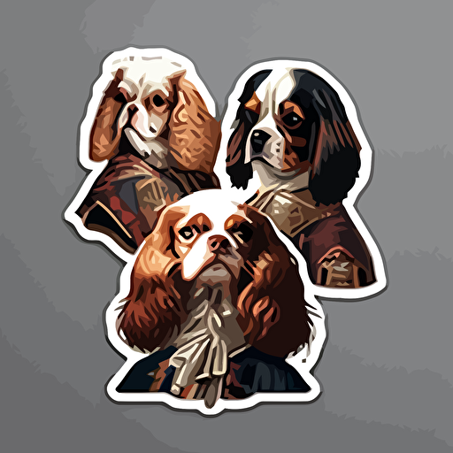 4 cavaliers vector art sticker