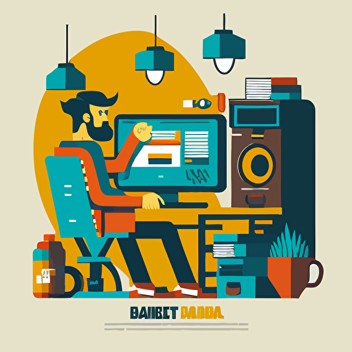 4 color vector illustration flat of a digital product designer