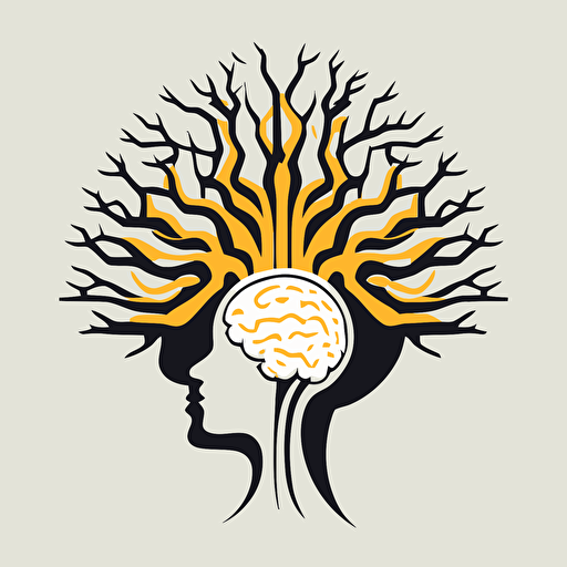 enoki growing out of human head vector, logo