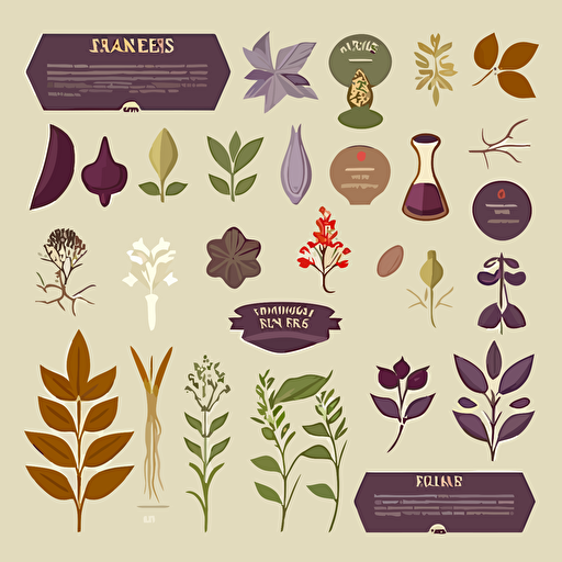 vector elements for herbal medicine, flat