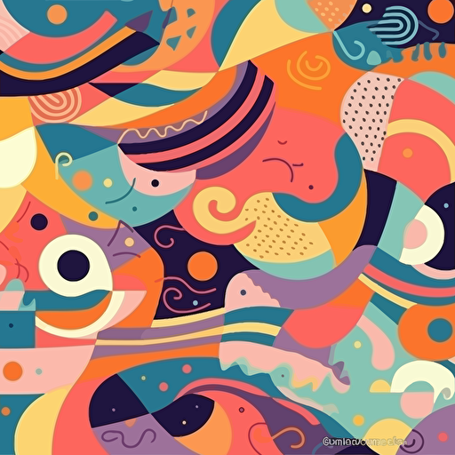 Abstract fun color pattern cartoon texture for doodle geometric background, Vector trend shape, fun colours,