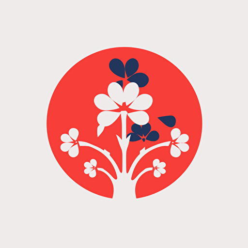 japanese style logo, simple vector shapes, colors red and white