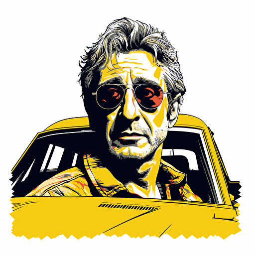 robert de niro taxi driver vector illustration with thick outline isolated on white background