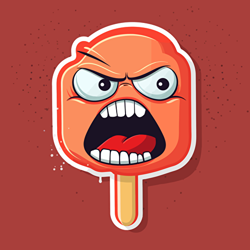 funny gum stick angry face, vector, sticker,