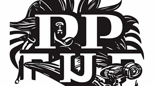 a plain logo that reads: "FDJ Publishing" black and white vector style, in woodcut drawing, on a white background