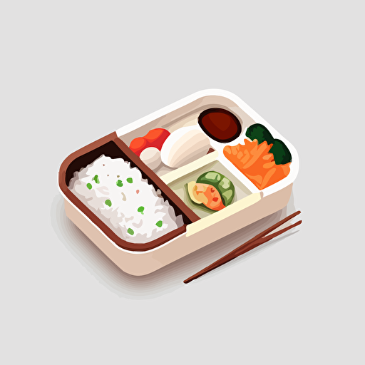 One bento box, minimalistic design, flat light, no shadow, vector art, white background