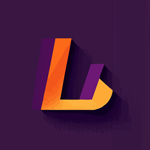 a lettermark logo of the letter L, simple, vector, flat, based on purple, orange and charcoal in the style of aaron draplin