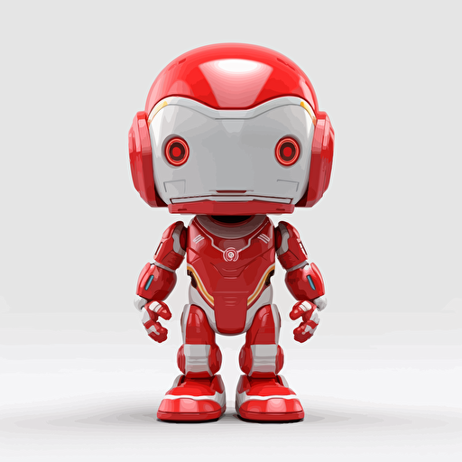a vector picture in Unreal Engine of a funny robot funko pop dressed in Arsenal soccer colors clothes, white background for a clean, minimalist design