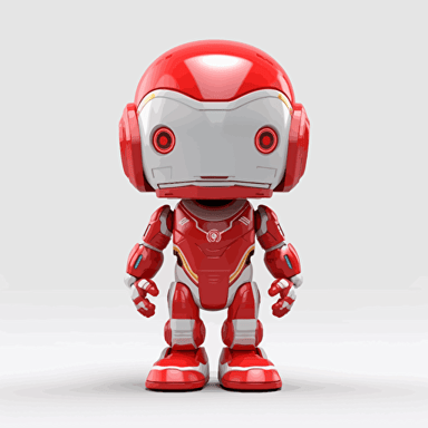 a vector picture in Unreal Engine of a funny robot funko pop dressed in Arsenal soccer colors clothes, white background for a clean, minimalist design