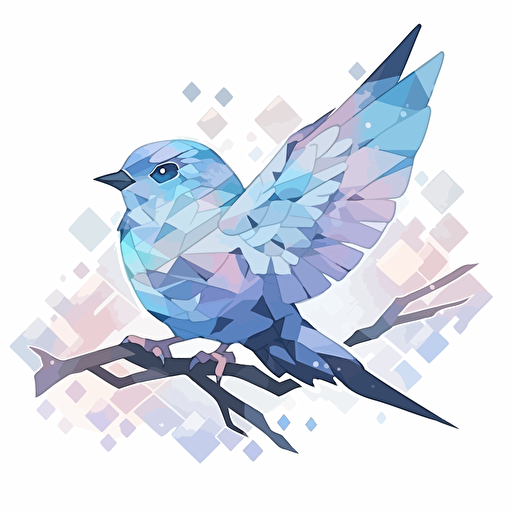A gradient-colored origami bird sticker, featuring a smooth color transition from one shade to another, creating a visually appealing and stylish design, vector illustration,