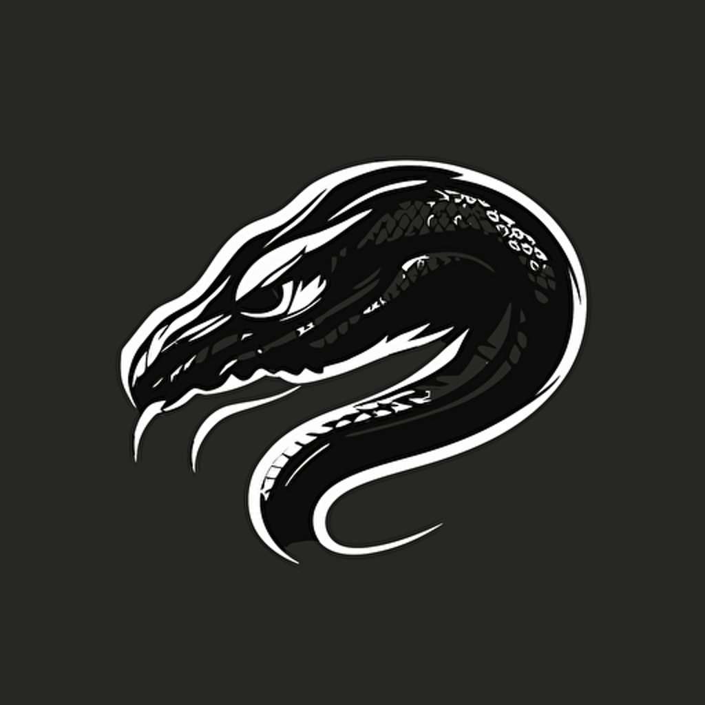 simple modern mascot iconic logo of snake black vector, on white background