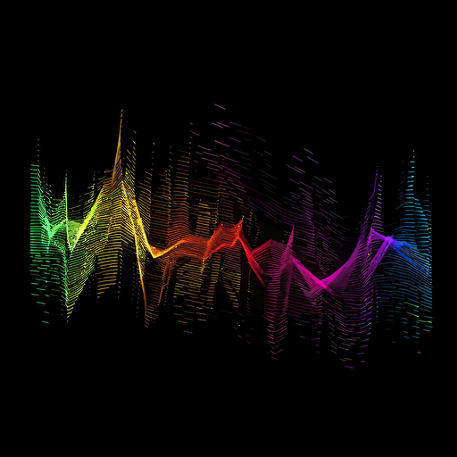 soundwave, vector art, logo, colorfull, black background