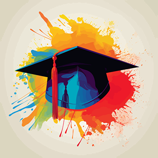 vector illustration of a college graduate cap, in vibrant colors