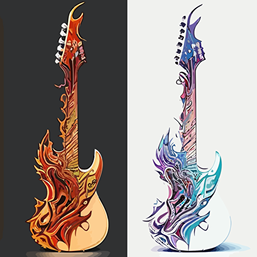 Abstract, minimalist, dragon side face in the style of a single line drawing, Vector, white background, masterpiece, trending on Artstation and Dribbble. painted on an electric guitar front and back view