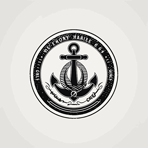 a modern, minimalist logo for a luxurious, yachts company brand named "hawaii and anchor" with an anchor, black on white background, vector, ai, very simple,