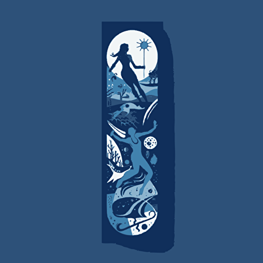 bookmark, illustration, ultimate frisbee, frisbee players, for sticker, blue tones , vectorized illustration, collage, geometric shapes and curves