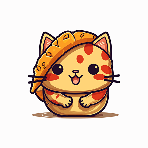 a taco cat mascot on a white backround, vector , simple