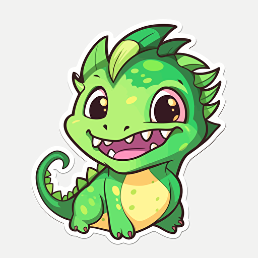 cute smiling anime style (rgb:#499999) dragon sticker vector white background