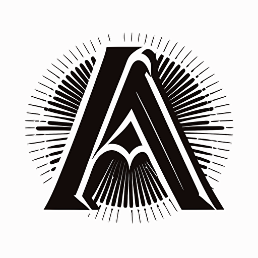 Retro, pictoral iconic logo of 'AK' black vector on white background.