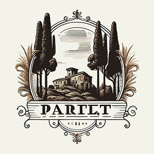 a simple logo, vector, pineto castle, outline, Italian style, modern
