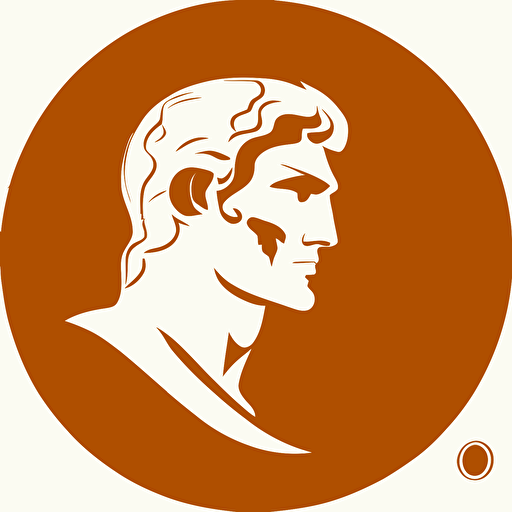 vector icon, head and shoulder of man, angled at 45-degrees from face-on, in the style of ancient greek pottery