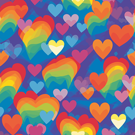Vector hearts and rainbow flag
