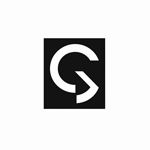 modern iconic logo of square shaped letter 'Q' , black vector on white background