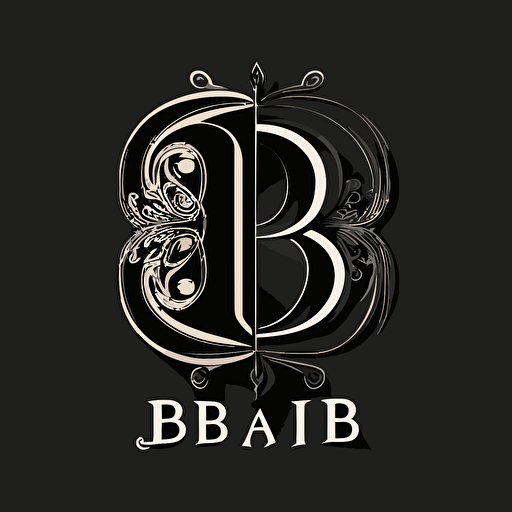double b vector logo, , illustration, dark colors, flat design, modern style, black and white