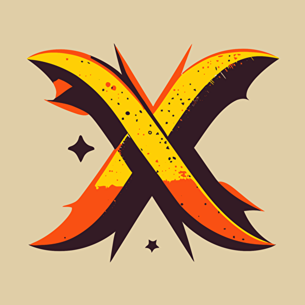 flat vector logo of an X from 2 dragon tails