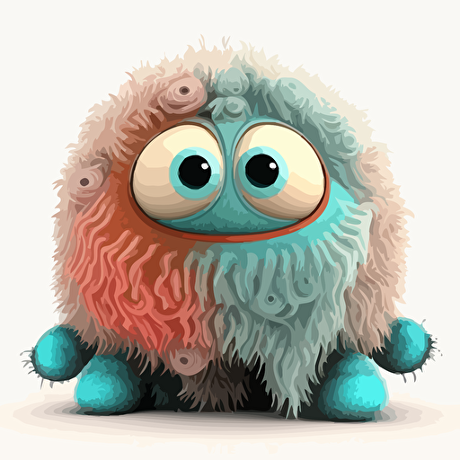 A saturated colorfull baby fur arab monster, goofy looking, smiling, white background, vector art , pixar style