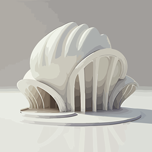shell architecture, white, scheme, medium contrast, no burn highlights, flat white background, octane render, v-ray , vector art,