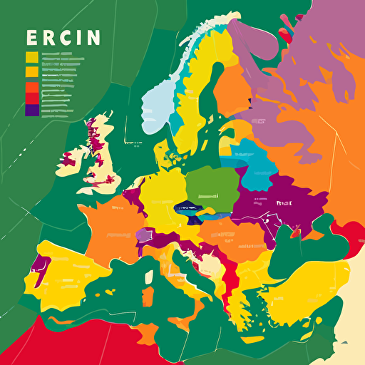 vector map of europe with esch country in different colour, 4:2