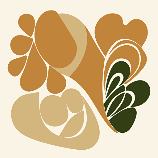 Matisse inspired vector shape, 2D, earth tone