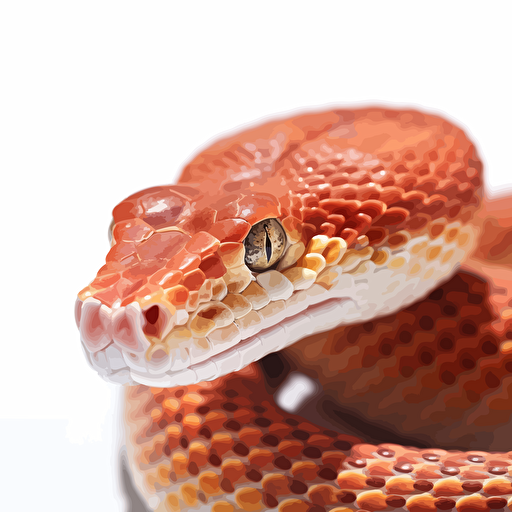 Corn Snake reptiles looking with head up straight in the camera, white bg, vector