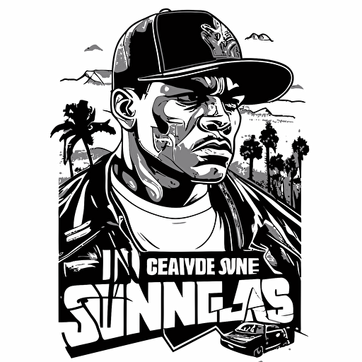 vinne jones vector gta san andreas style illustration, vector, black and white, logo