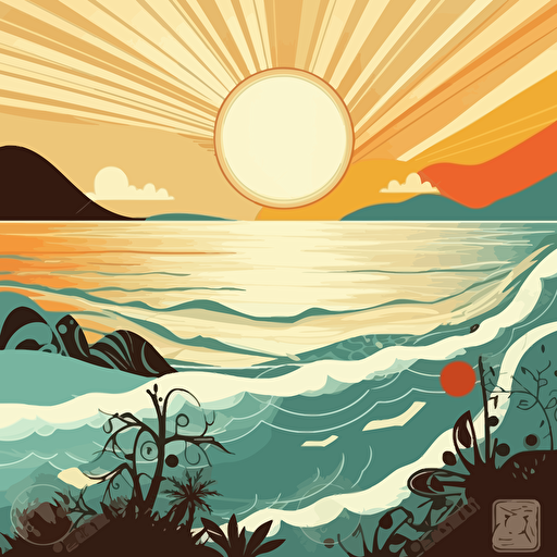beach, sun, water, create a holiday atmosphere by the sea in vector version